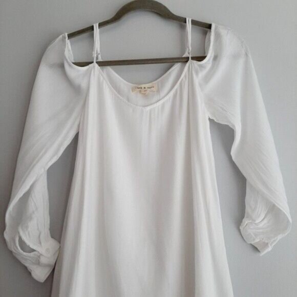 CLOTH & STONE Flowy & Light Cold Shoulder Dress White Sz XS - Picture 4 of 11